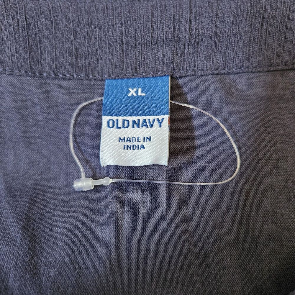 Old Navy Waist Defined Smocked Tie Front Maxi Chiffon Dress Navy Blue Sz XL NWOT - Picture 11 of 14